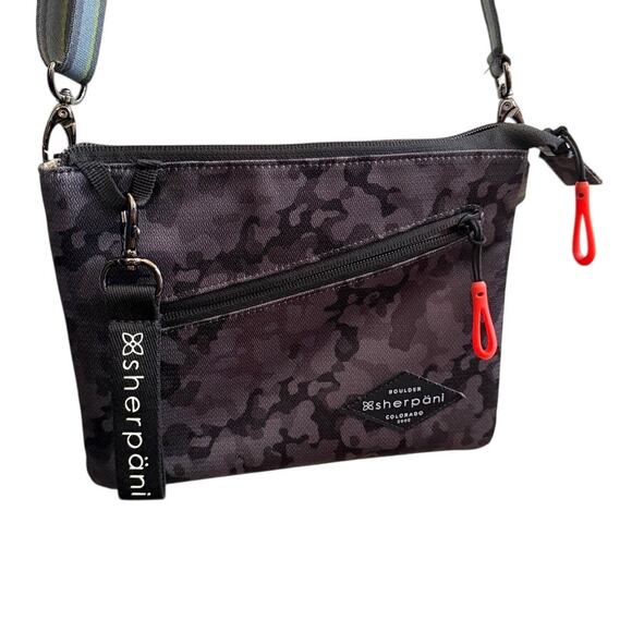 Sherpani Black & Grey Camo Zoom | Slim RFID Crossbody Bag Travel Concert Purse - Picture 10 of 12
